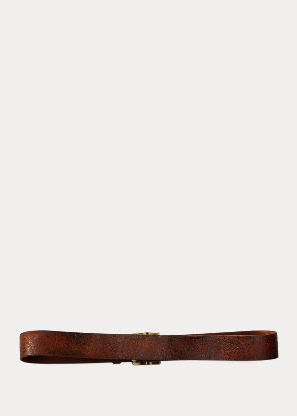 Paski Ralph Lauren Distressed Leather Belt Męskie Brązowe | AKEP1329