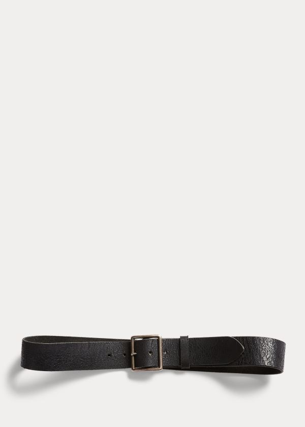 Paski Ralph Lauren Distressed Leather Belt Męskie Czarne | GVMC0554