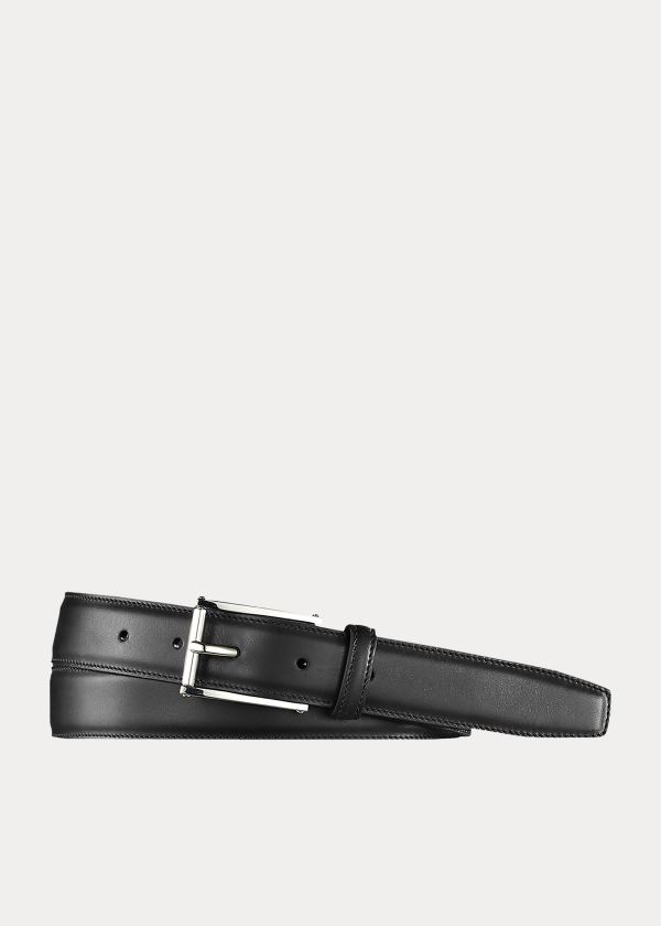 Paski Ralph Lauren End-Bar-Buckle Belt Męskie Czarne | XBDK8768