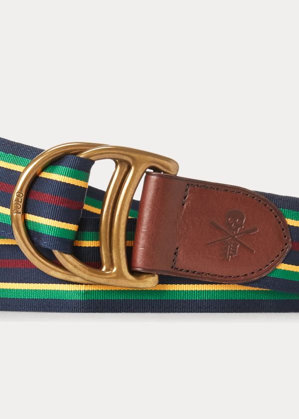 Paski Ralph Lauren Equestrian Grosgrain Belt Męskie Granatowe Zielone Żółte Bordowe | WFTF1845