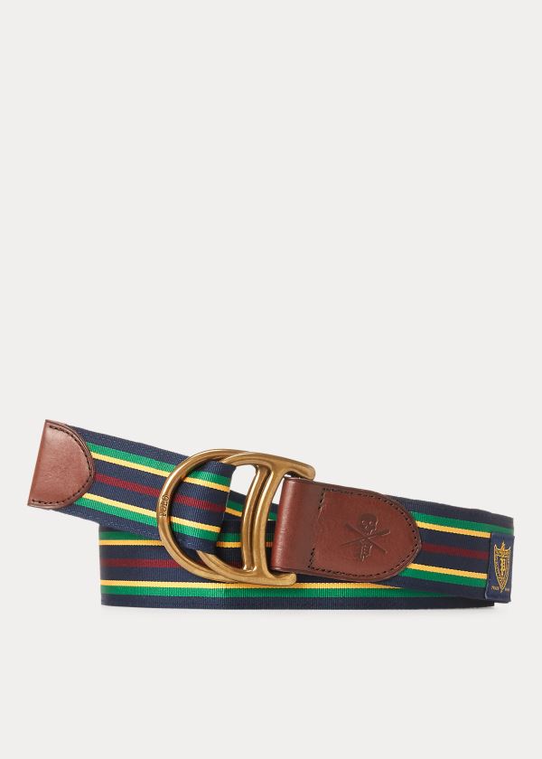 Paski Ralph Lauren Equestrian Grosgrain Belt Męskie Granatowe Zielone Żółte Bordowe | WFTF1845