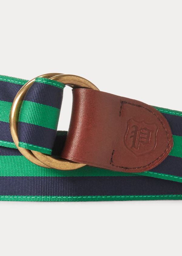 Paski Ralph Lauren Grosgrain O-Ring Belt Męskie Granatowe Zielone | GSGC6482