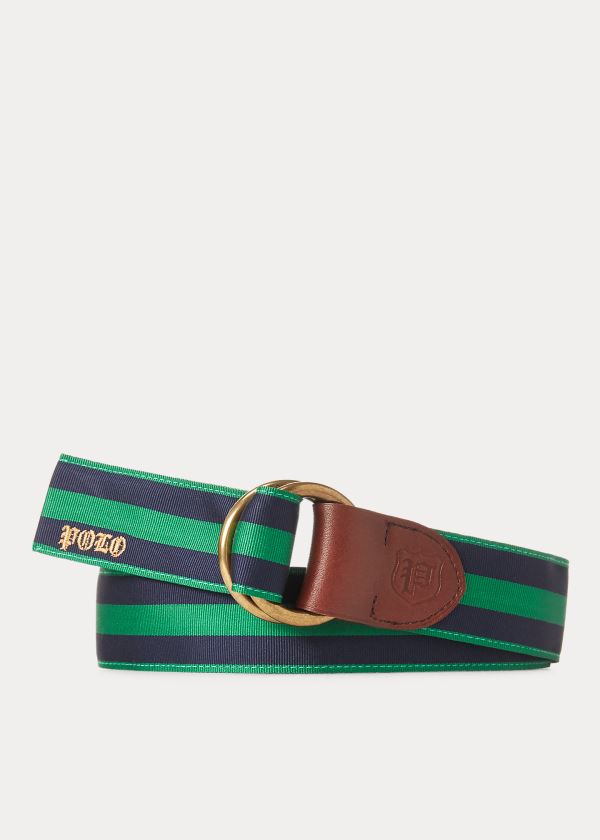 Paski Ralph Lauren Grosgrain O-Ring Belt Męskie Granatowe Zielone | GSGC6482