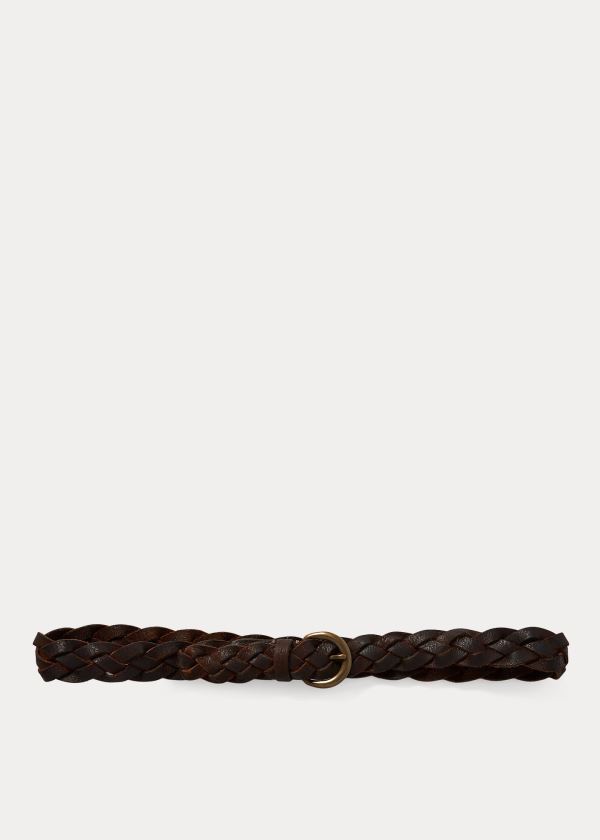 Paski Ralph Lauren Hand-Braided Leather Belt Męskie Brązowe | NFKM7951