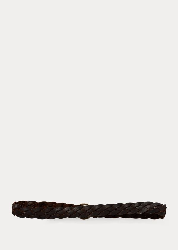 Paski Ralph Lauren Hand-Braided Leather Belt Męskie Brązowe | NFKM7951