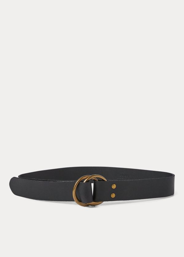 Paski Ralph Lauren Leather O-Ring Belt Damskie Czarne | ROYT2793