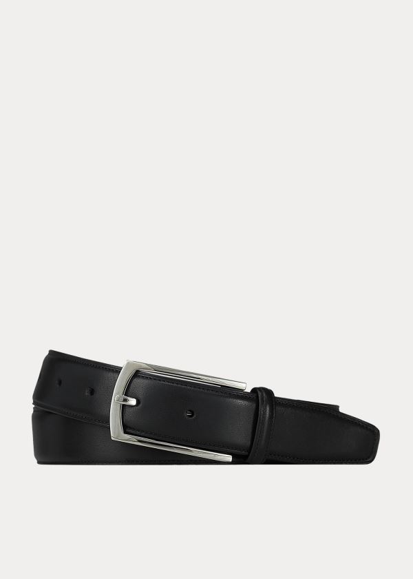 Paski Ralph Lauren Leather Rectangle-Buckle Belt Męskie Czarne | UHBE0974