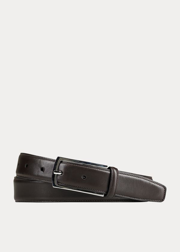 Paski Ralph Lauren Leather Rectangle-Buckle Belt Męskie Brązowe | UVZZ3408