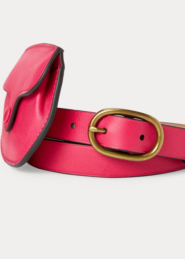 Paski Ralph Lauren Leather Skinny Belt Bag Damskie Różowe | YHEY2182