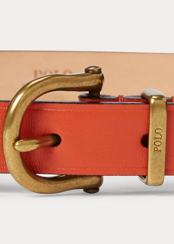 Paski Ralph Lauren Leather Stirrup Belt Damskie Pomarańczowe | VTJX4608