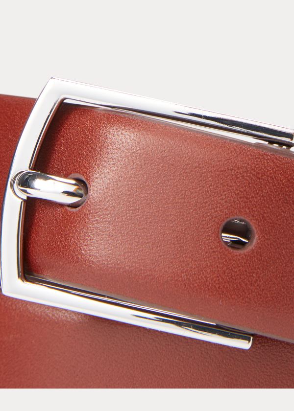 Paski Ralph Lauren Polo-Plaque Calfskin Belt Męskie Brązowe | ERZS1088