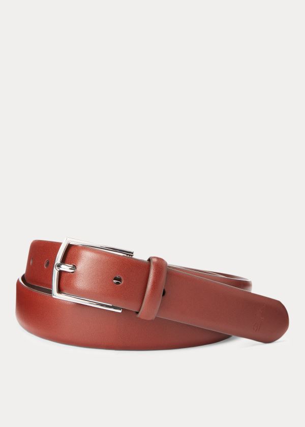 Paski Ralph Lauren Polo-Plaque Calfskin Belt Męskie Brązowe | ERZS1088