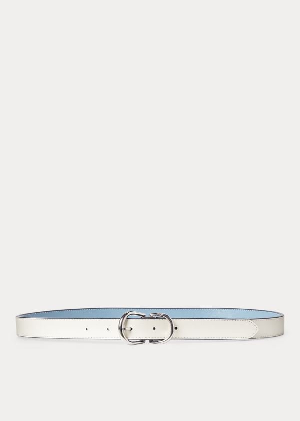 Paski Ralph Lauren Reversible Leather Belt Damskie Niebieskie Białe | RTWY1213