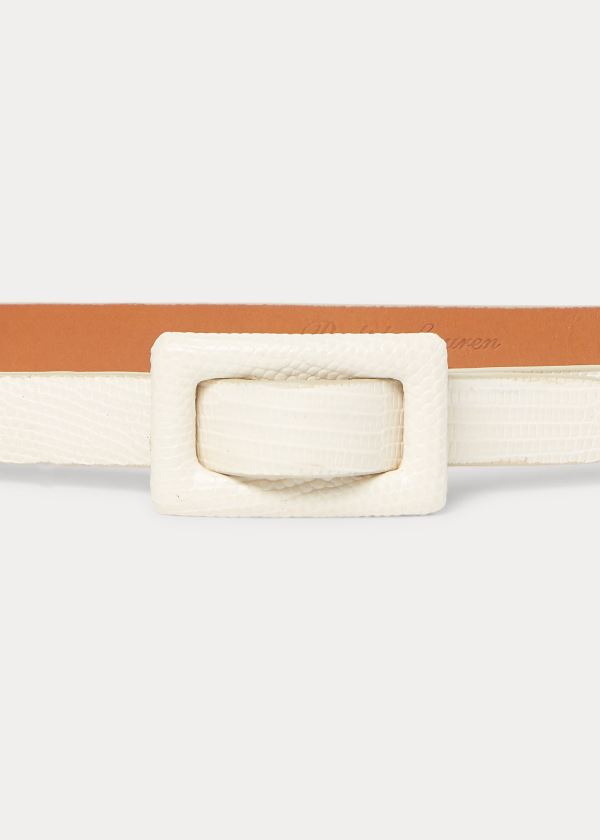 Paski Ralph Lauren Stamped-Calfskin Skinny Belt Damskie Kremowe | ZYCB3780