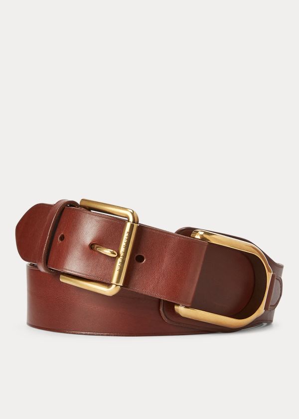 Paski Ralph Lauren Stirrup Leather Belt Męskie Ciemny Brązowe | WCPR3362