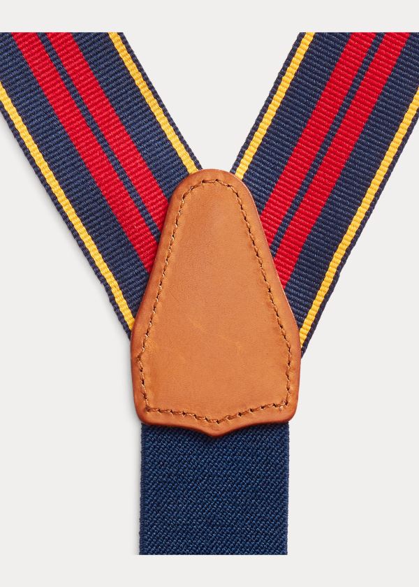 Paski Ralph Lauren Striped Grosgrain Suspenders Męskie Granatowe Żółte Czerwone | FCWV1279