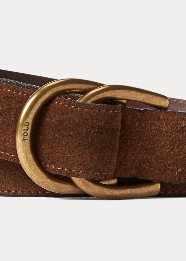 Paski Ralph Lauren Suede D-Ring Belt Męskie Brązowe | OORG7773