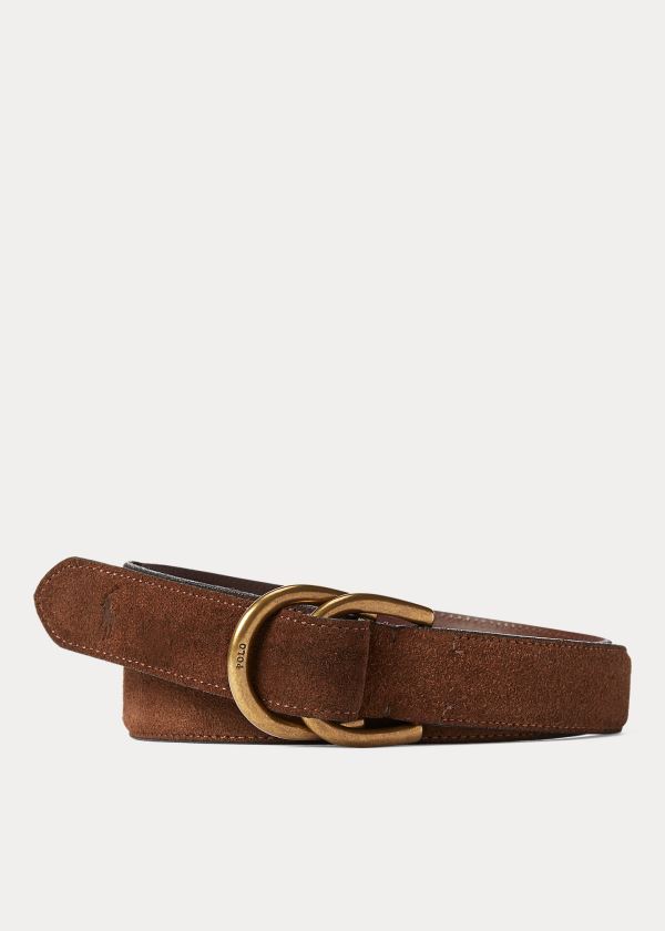 Paski Ralph Lauren Suede D-Ring Belt Męskie Brązowe | OORG7773