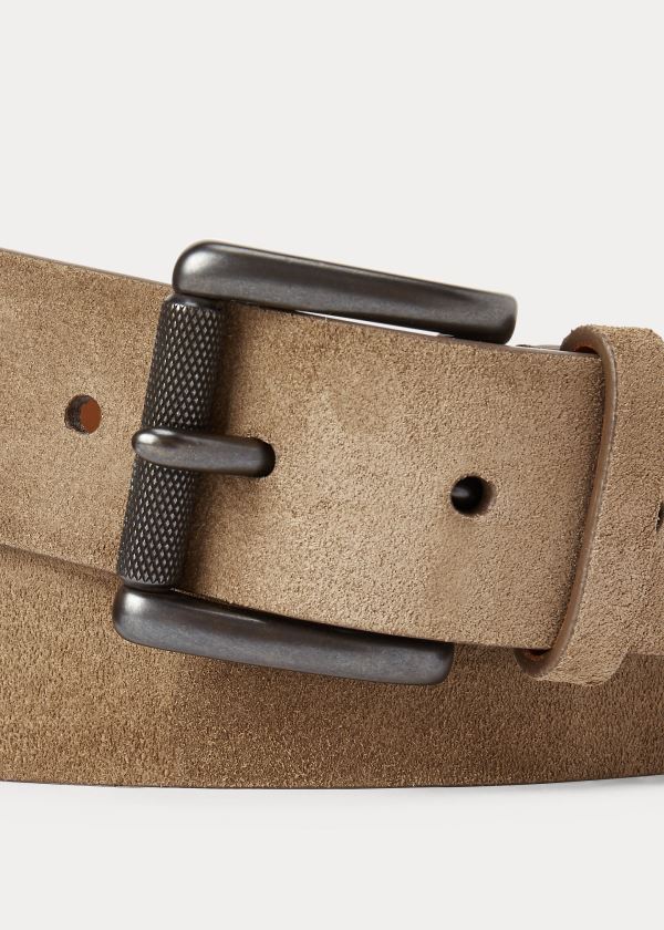 Paski Ralph Lauren Suede Roller-Buckle Belt Męskie Khaki | OIOQ6834