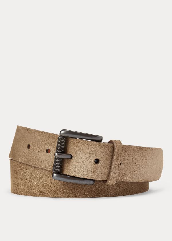 Paski Ralph Lauren Suede Roller-Buckle Belt Męskie Khaki | OIOQ6834