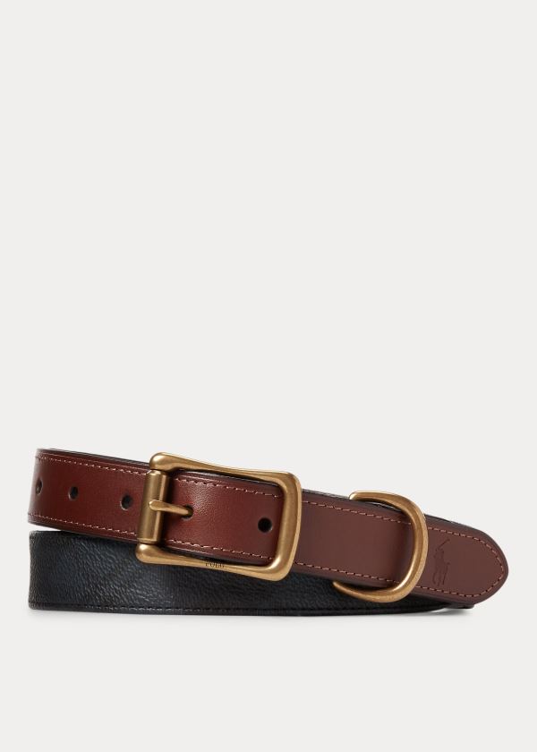 Paski Ralph Lauren Tartan Faux-Leather Belt Męskie Brązowe | HOAS5920