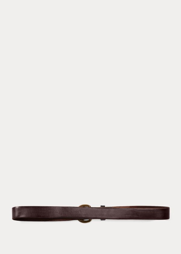 Paski Ralph Lauren Terrance Tumbled Leather Belt Męskie Brązowe | JBQX5850