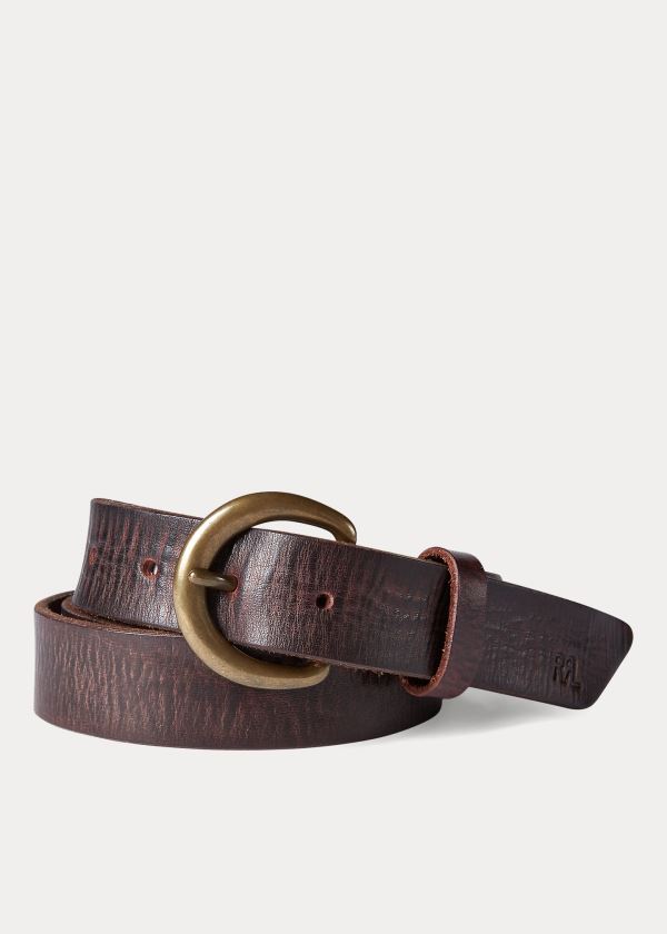 Paski Ralph Lauren Terrance Tumbled Leather Belt Męskie Brązowe | JBQX5850