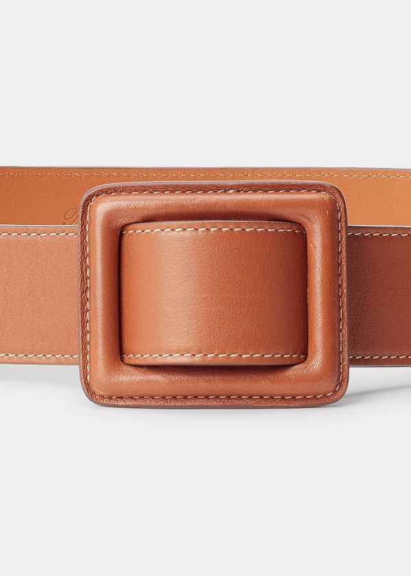 Paski Ralph Lauren Trench-Buckle Calfskin Belt Damskie Złote | ZBNT0929