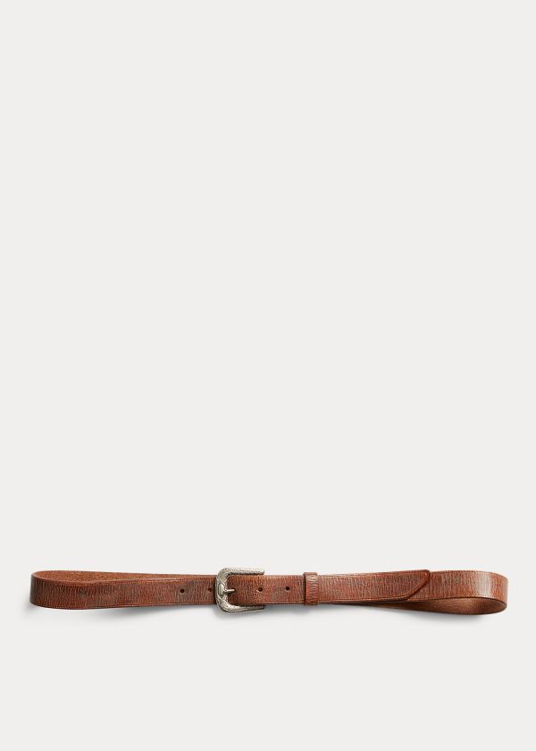 Paski Ralph Lauren Tumbled Leather Belt Męskie Głęboka Brązowe | OOTQ3629