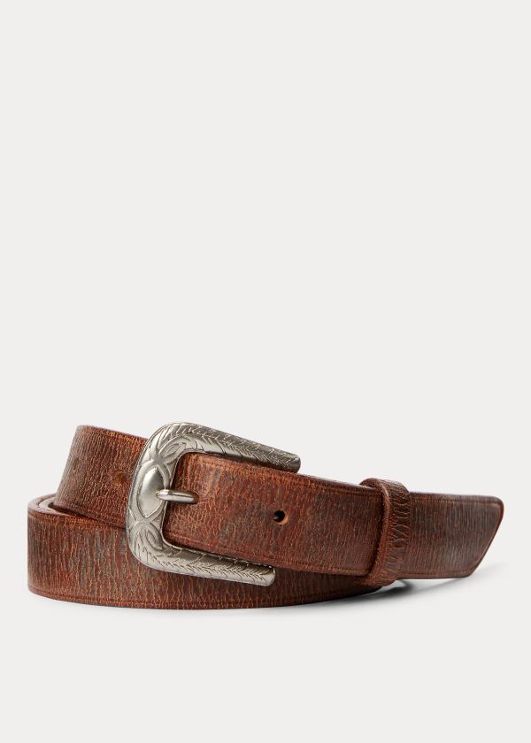 Paski Ralph Lauren Tumbled Leather Belt Męskie Głęboka Brązowe | OOTQ3629