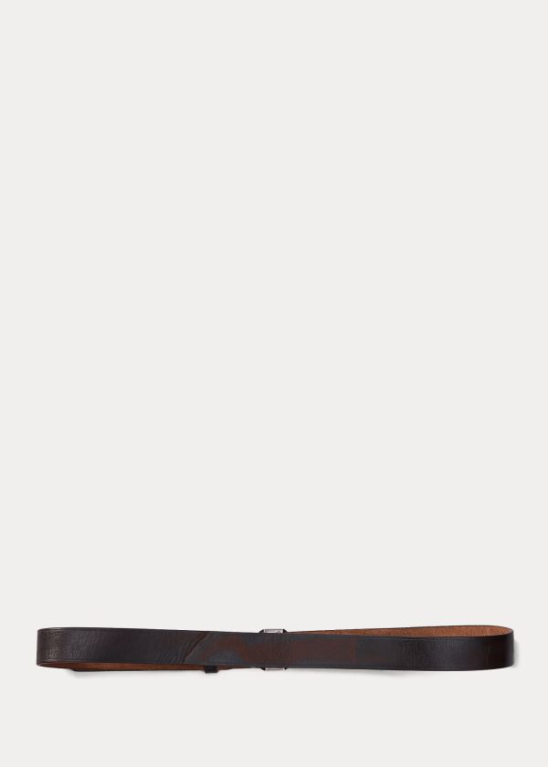 Paski Ralph Lauren Vincennes Leather Belt Męskie Czarne | ZTJA3709