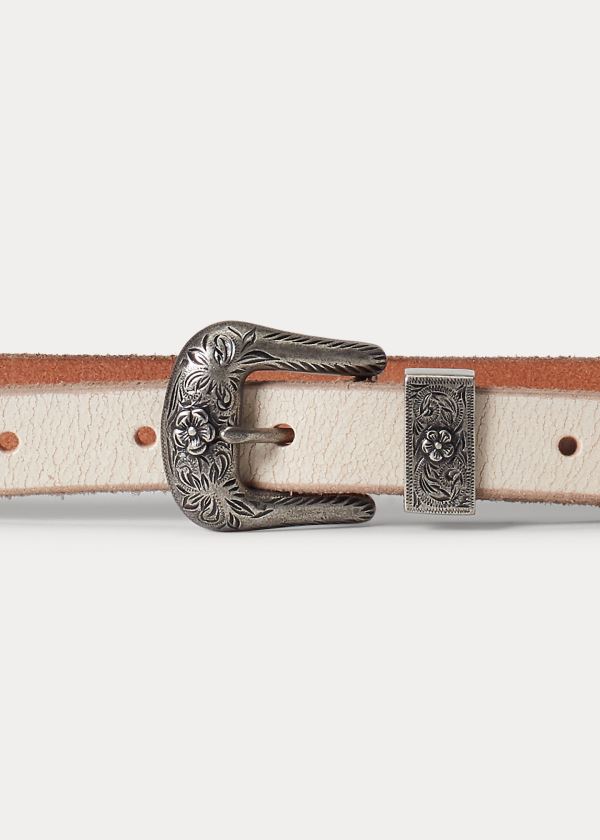 Paski Ralph Lauren Western Calfskin Belt Damskie Kremowe | SRYD0033