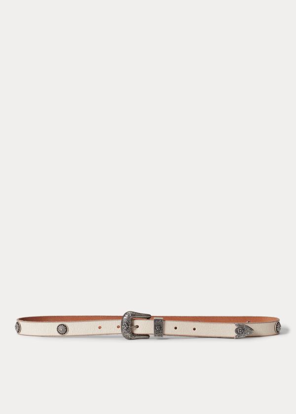 Paski Ralph Lauren Western Calfskin Belt Damskie Kremowe | SRYD0033