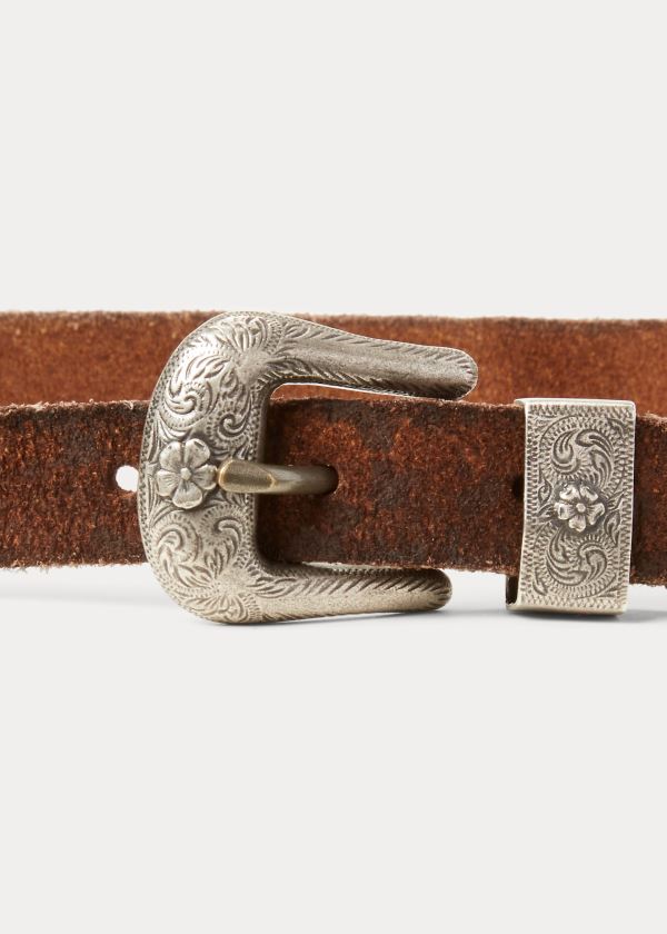 Paski Ralph Lauren Western Calfskin Belt Damskie Ciemny Brązowe | BKNT8952