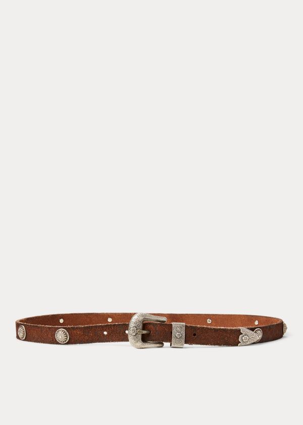 Paski Ralph Lauren Western Calfskin Belt Damskie Ciemny Brązowe | BKNT8952