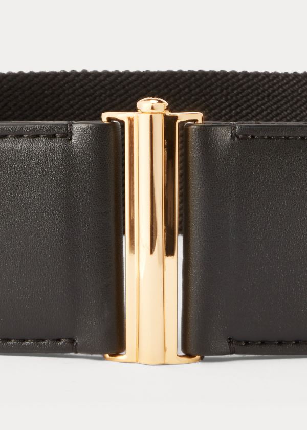 Paski Ralph Lauren Woven Stretch Belt Damskie Czarne | CGPX8357