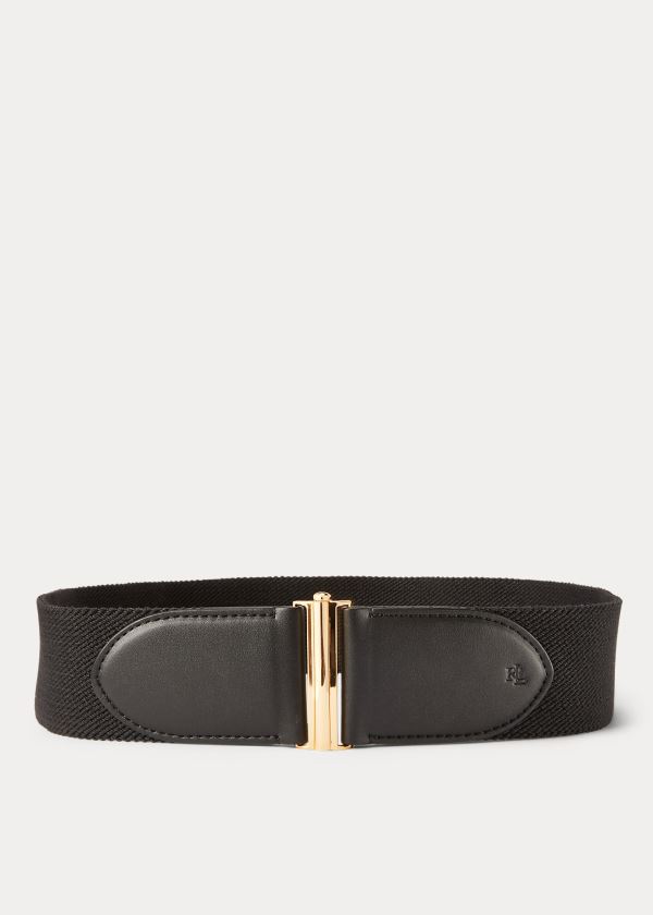 Paski Ralph Lauren Woven Stretch Belt Damskie Czarne | CGPX8357