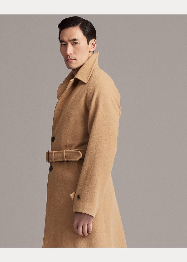 Płaszcze Ralph Lauren Camel-Hair Balmacaan Topcoat Męskie Brązowe | HSKY1908