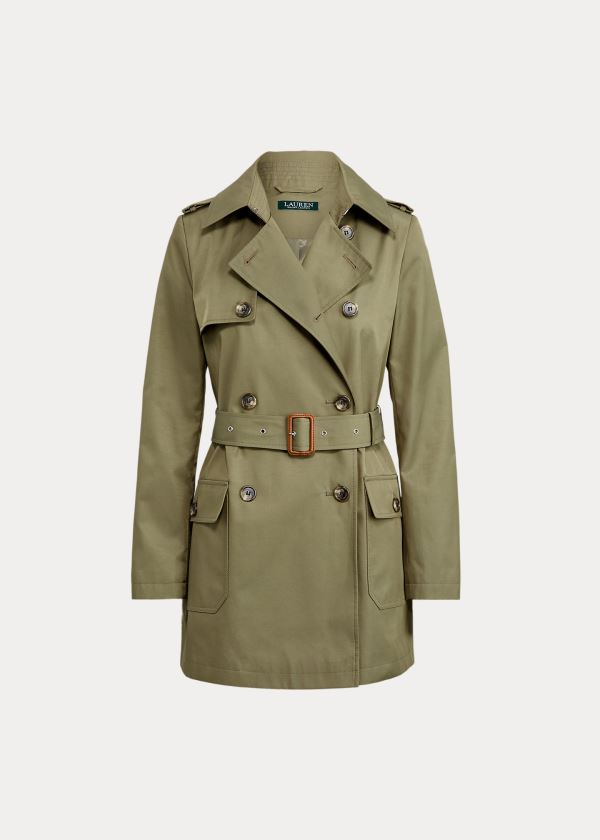 Płaszcze Ralph Lauren Cotton-Blend Trench Coat Damskie Oliwkowe | VQPF0242