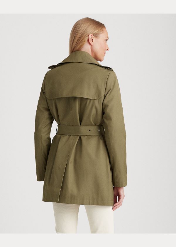 Płaszcze Ralph Lauren Cotton-Blend Trench Coat Damskie Oliwkowe | VQPF0242