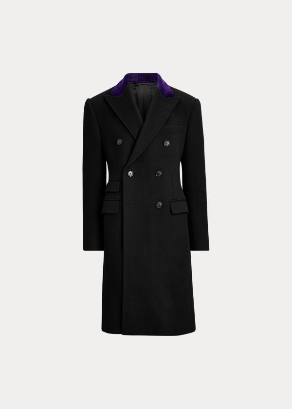 Płaszcze Ralph Lauren Double-Faced Cashmere Topcoat Męskie Czarne | IZLC4255