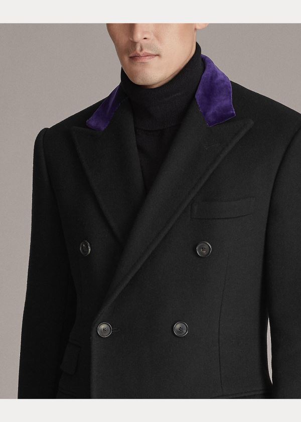 Płaszcze Ralph Lauren Double-Faced Cashmere Topcoat Męskie Czarne | IZLC4255