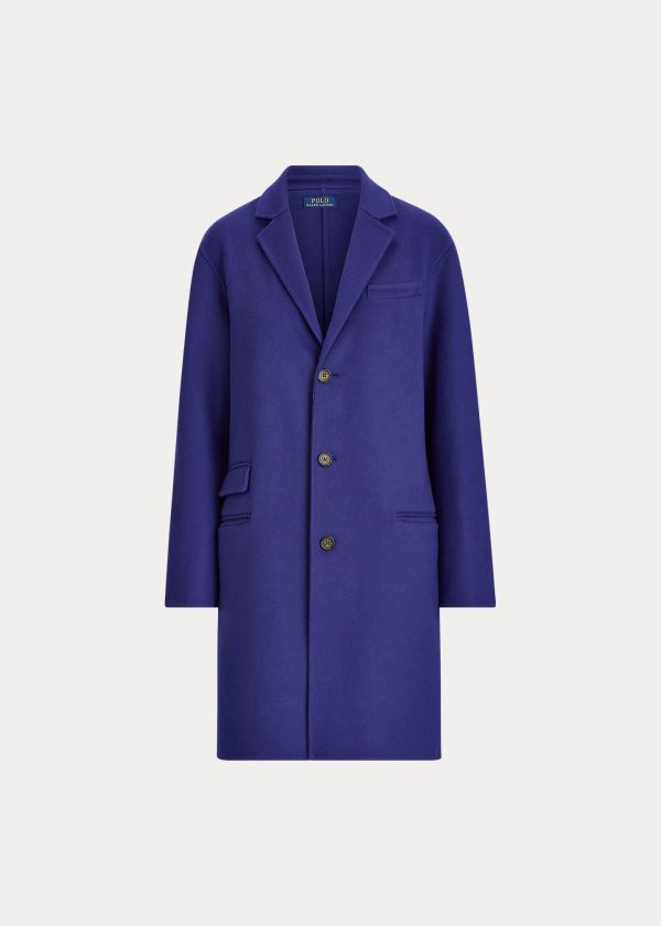 Płaszcze Ralph Lauren Double-Faced Wool-Blend Coat Damskie Królewski Niebieski Niebieskie | MOXG0036