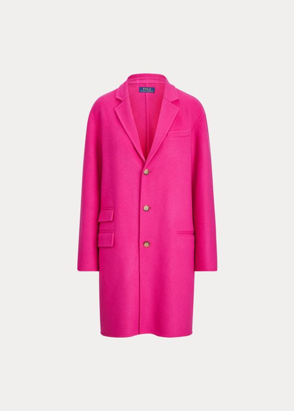 Płaszcze Ralph Lauren Double-Faced Wool-Blend Coat Damskie Różowe | FLTU4034