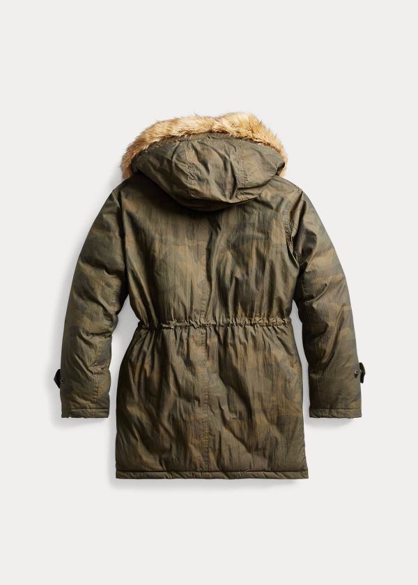 Płaszcze Ralph Lauren Faux-Fur-Trim Camo Parka Męskie Oliwkowe Camo | WQSI1885