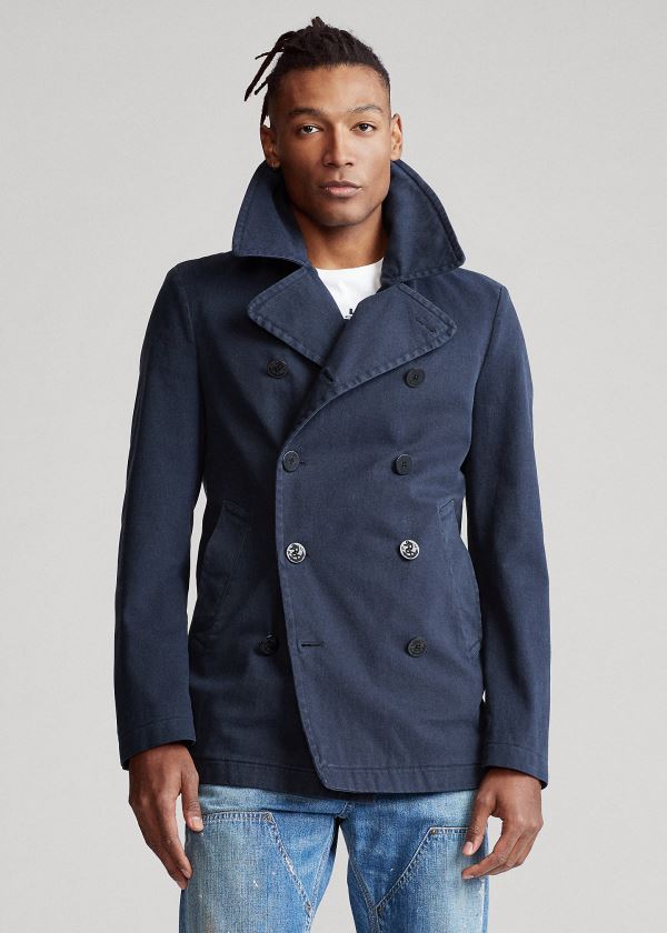 Płaszcze Ralph Lauren Garment-Dyed Peacoat Męskie Granatowe | ILMJ1456