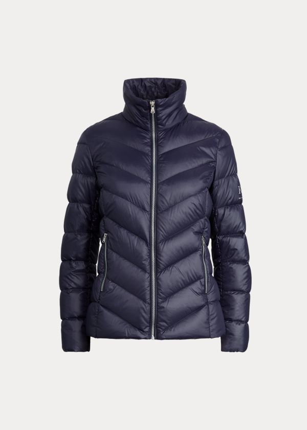 Płaszcze Ralph Lauren Packable Mockneck Coat Damskie Granatowe | SXAX0840