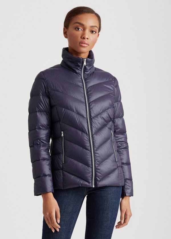 Płaszcze Ralph Lauren Packable Mockneck Coat Damskie Granatowe | SXAX0840