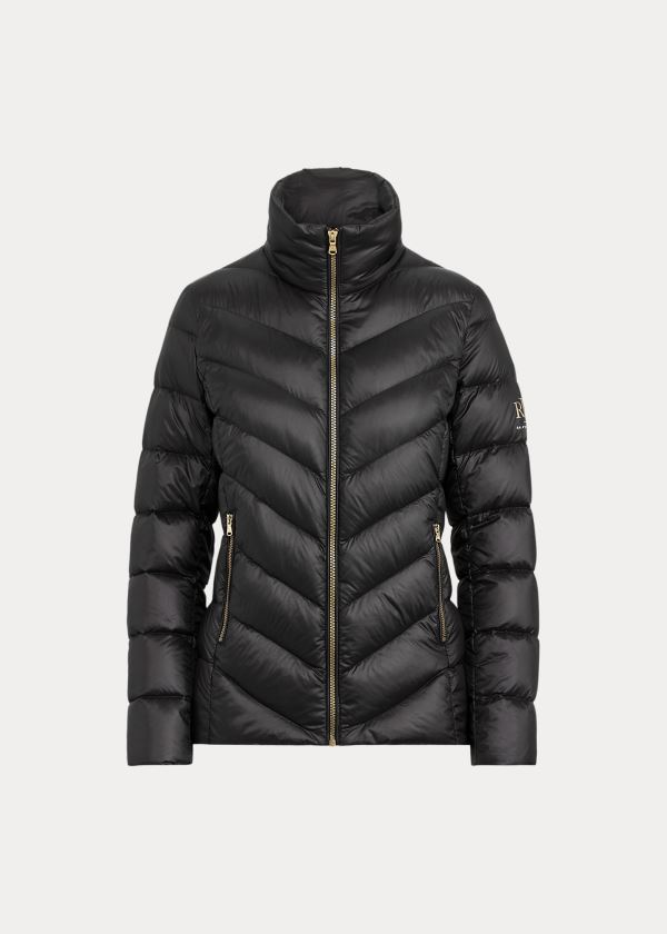 Płaszcze Ralph Lauren Packable Mockneck Coat Damskie Czarne | ZCRM9434