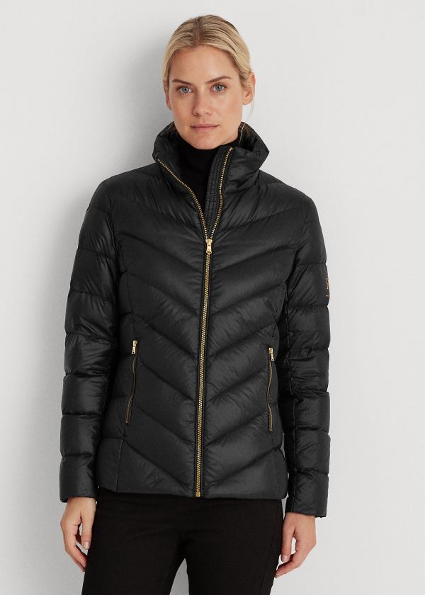 Płaszcze Ralph Lauren Packable Mockneck Coat Damskie Czarne | ZCRM9434